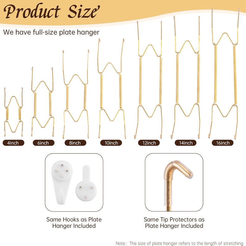 Litray Plate Hangers for The Wall Suitable for 16-20 inch Small Decorative Plate, Invisible Stainless Steel Plate Hangers for Display with Wall Hooks, for Plates/Platter/Dish/Picture(Gold) - Image 2